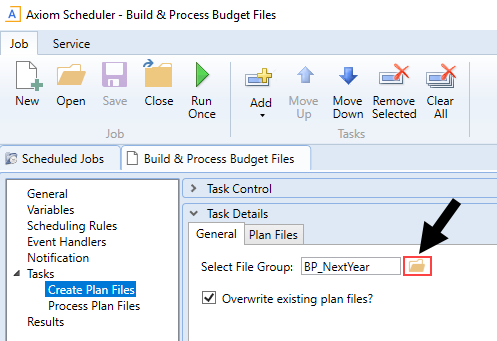 Build plan files using a Scheduler job