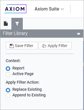 Using saved filters in visualization reports