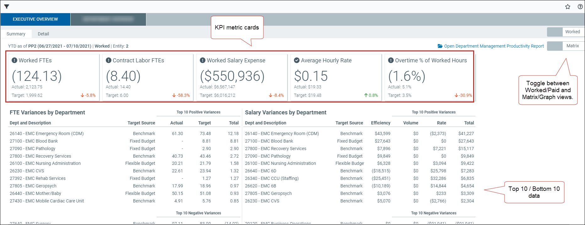 Executive Overview tab