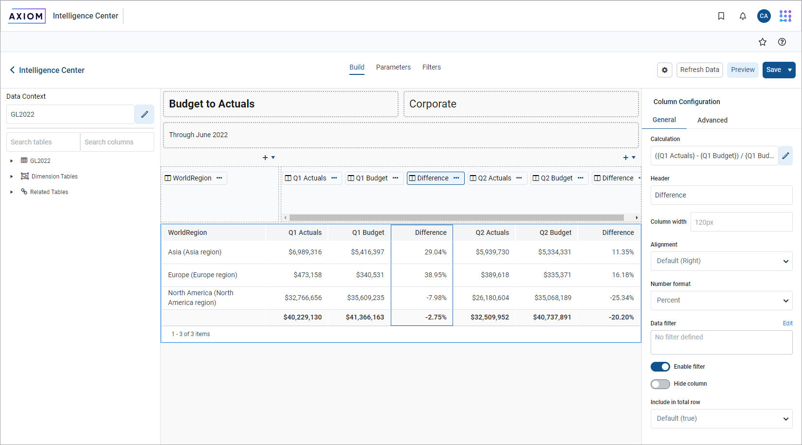 Add data columns and calculated columns to a web report
